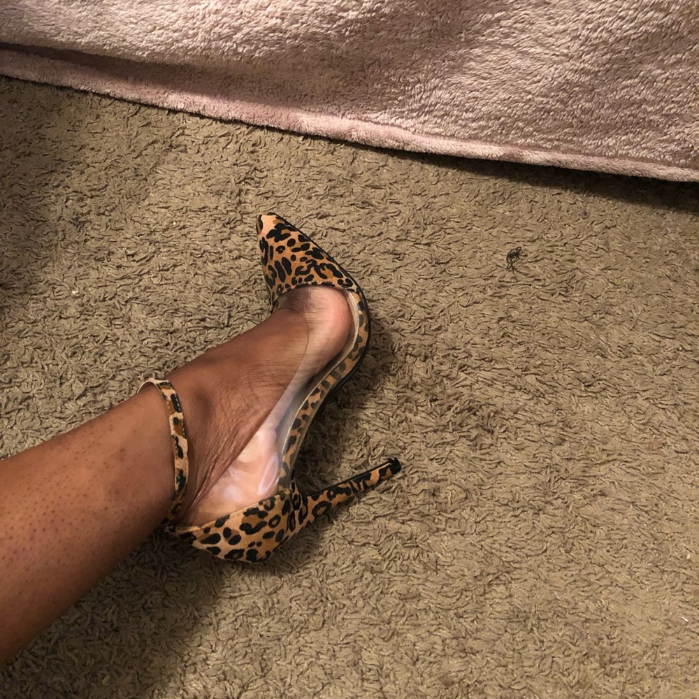 Lucite Leopard Pointed Toe Heels